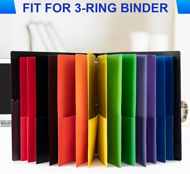 Aegero Plastic 3 Hole Punch Folders with Pockets (7 Pack, Orange), Fits 3-Ring Binder, Divider Folder for Notebook, Durable Poly，Holds US Standard 8.5x11 Letter Size Paper - Image 5